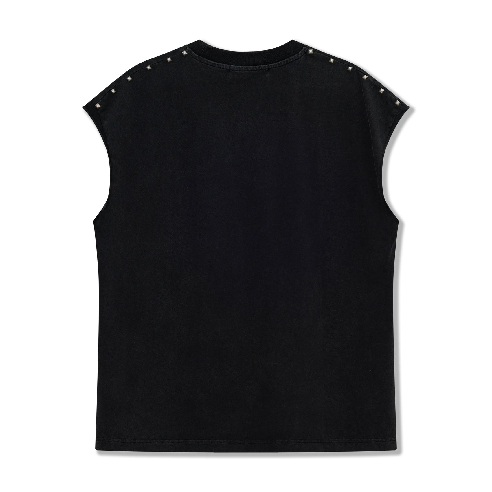 STUDDED METAL SLEEVELESS WASHED BLACK