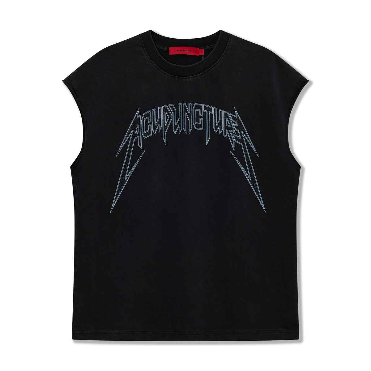 STUDDED METAL SLEEVELESS WASHED BLACK