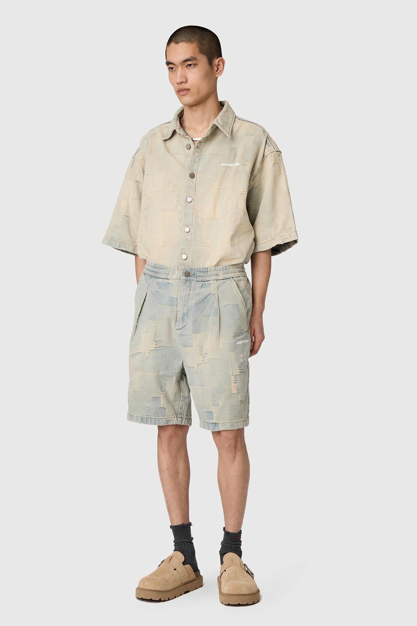 PATCH WORK SHORTS BLUE