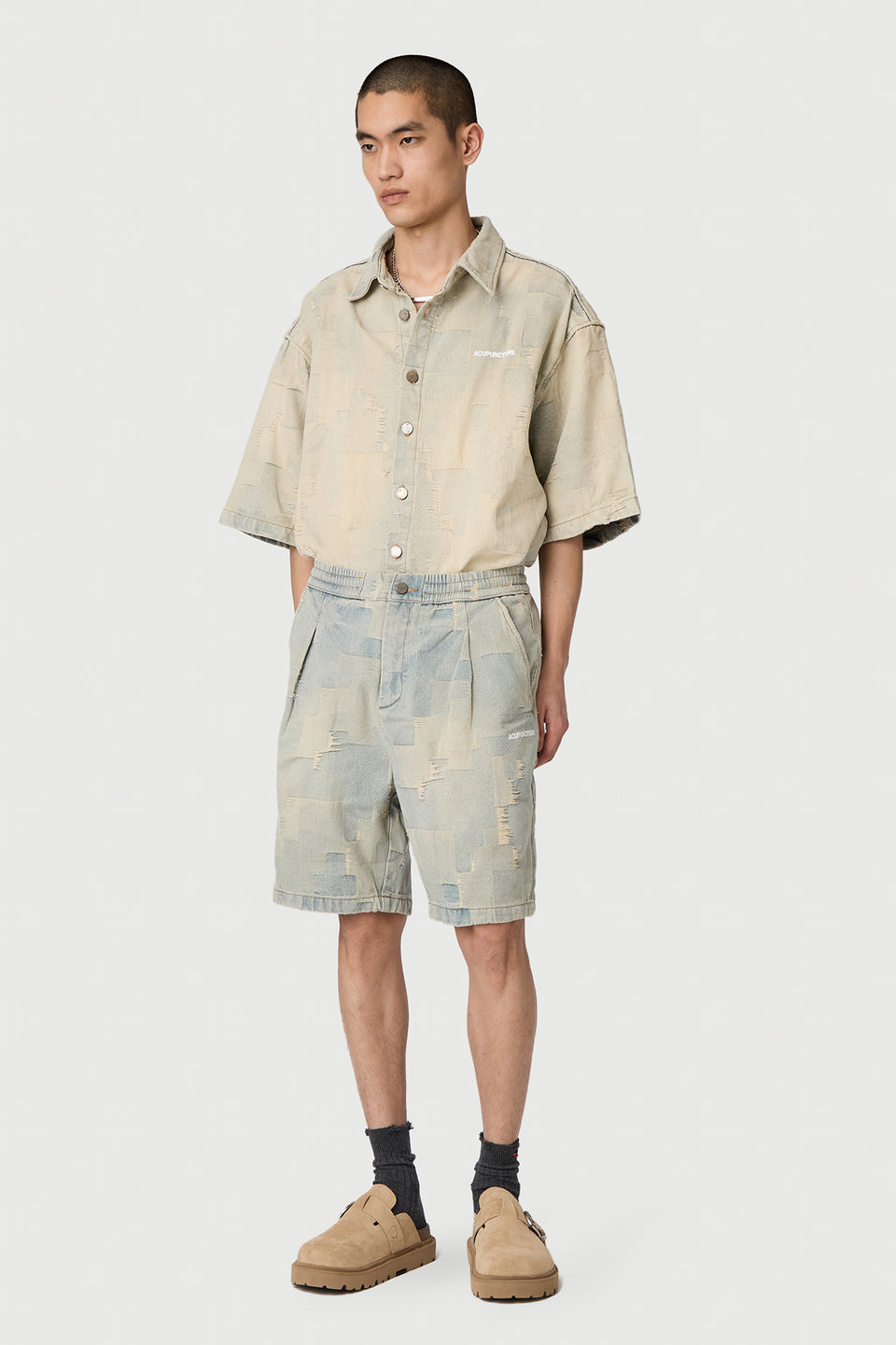 PATCH WORK SHORTS BLUE